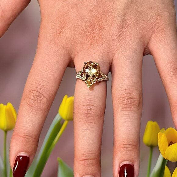 Natural Citrine Diamond Ring 6.5 14k Y Gold 4.79 TCW Certified $3,950 310632 - Picture 9 of 16